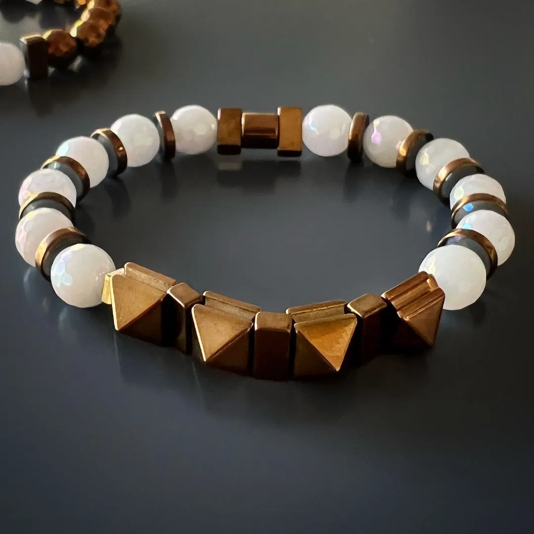 Rose Hematite Energy Quartz Beaded Bracelet Set