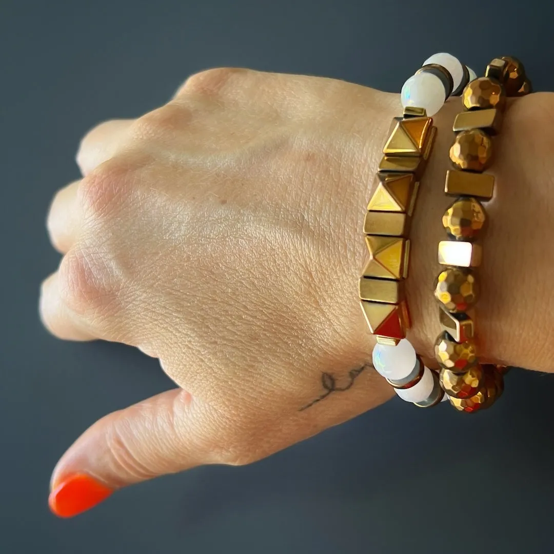 Rose Hematite Energy Quartz Beaded Bracelet Set