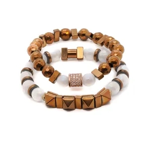 Rose Hematite Energy Quartz Beaded Bracelet Set