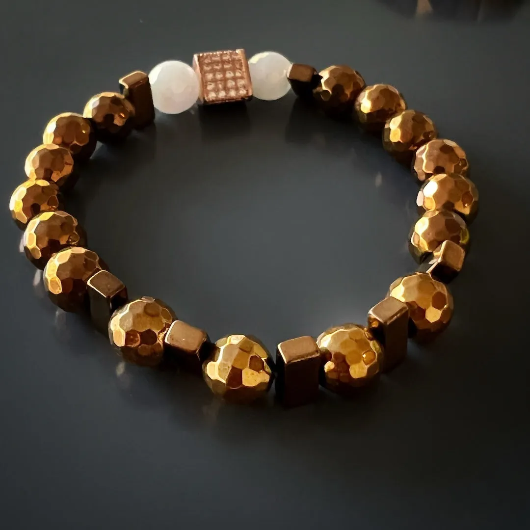 Rose Hematite Energy Quartz Beaded Bracelet Set