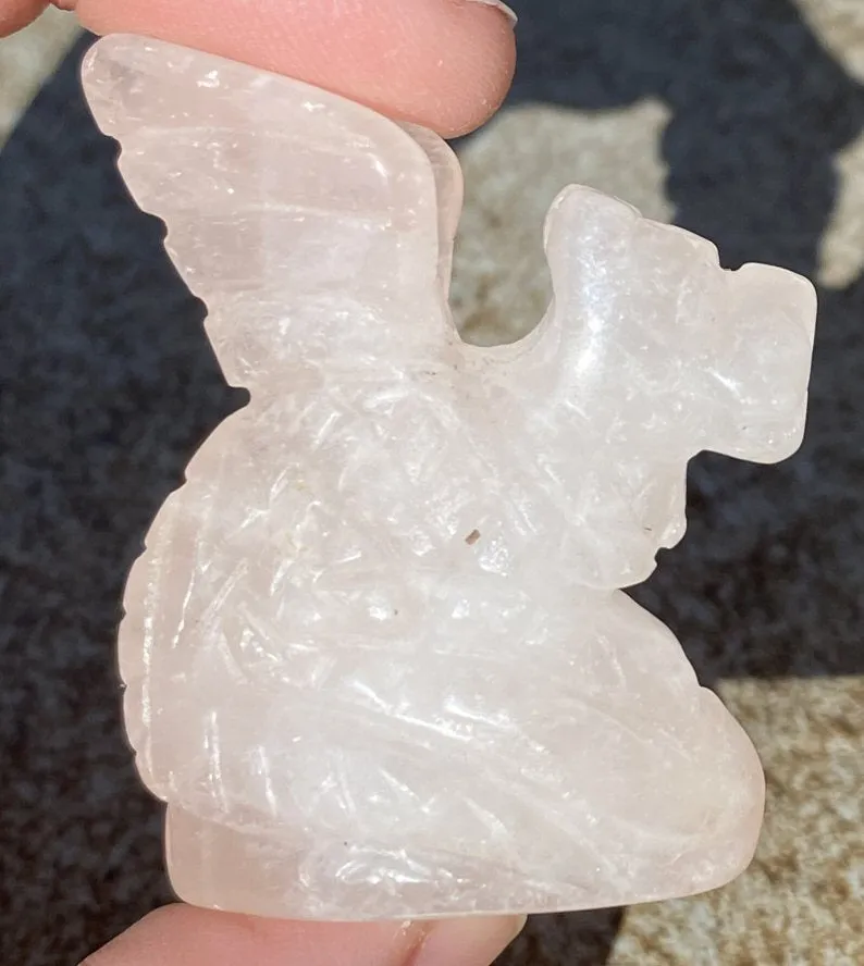 Rose Quartz Medieval Style DRAGON Totem - Love, Courage