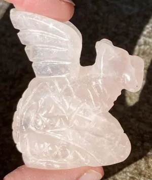 ROSE QUARTZ Medieval Style DRAGON Totem - Stone of Love
