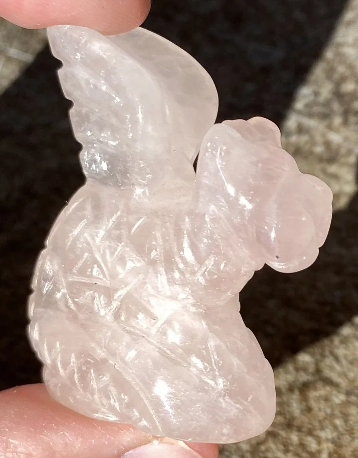 ROSE QUARTZ Medieval Style DRAGON Totem - Stone of Love