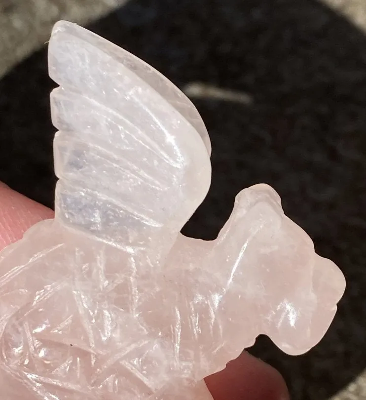 ROSE QUARTZ Medieval Style DRAGON Totem - Stone of Love