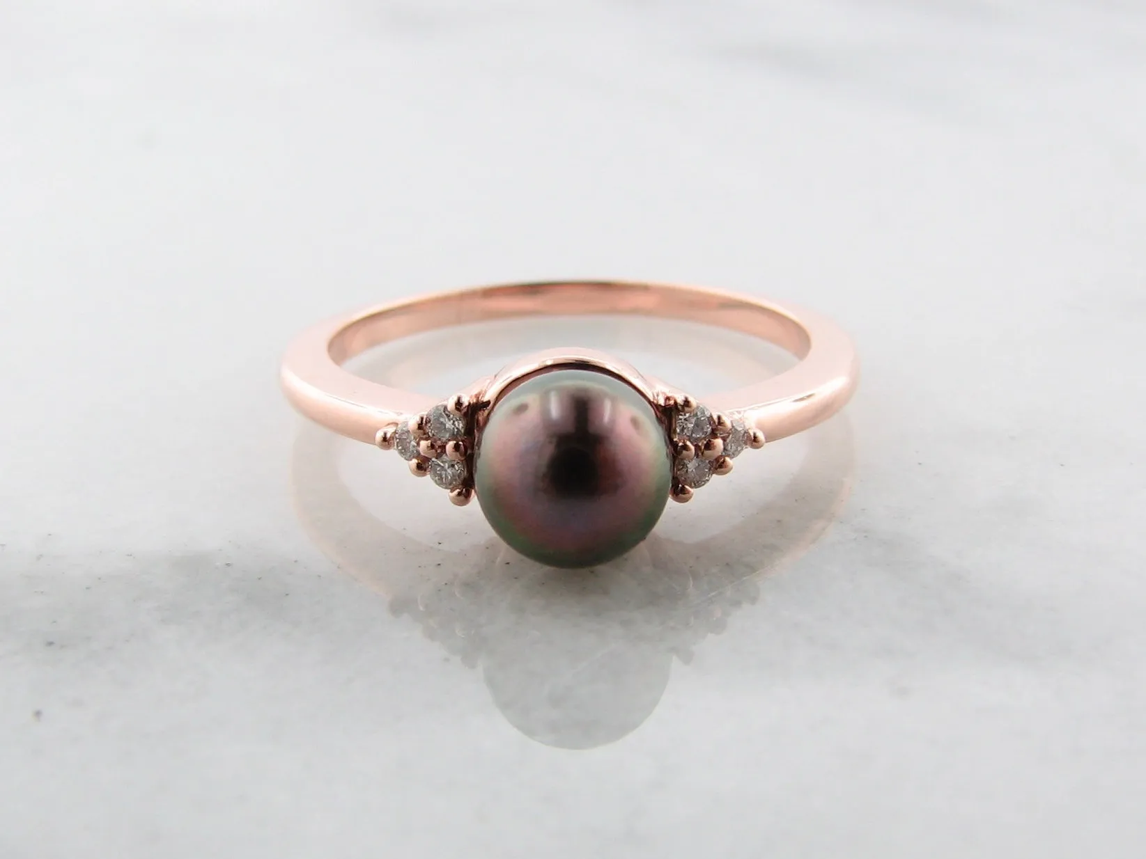 Rose White Gold Two Tone Diamond Stacking Ring, Gondola