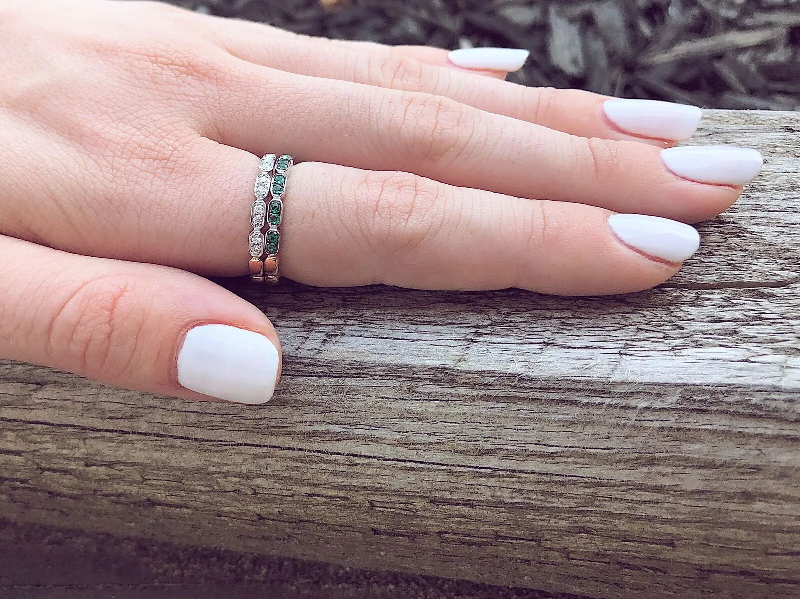 Rose White Gold Two Tone Diamond Stacking Ring, Gondola