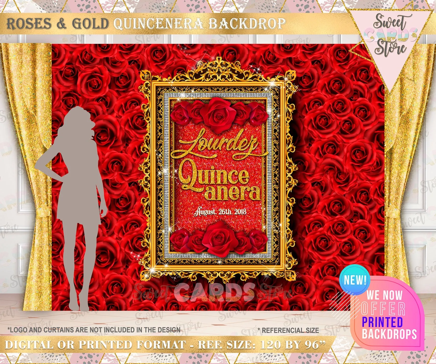 Roses wall backdrop, Roses birthday backdrop, elegant backdrop, luxury backdrop, quinceanera backdrop, sweet 16 backdrop quinceañera banner