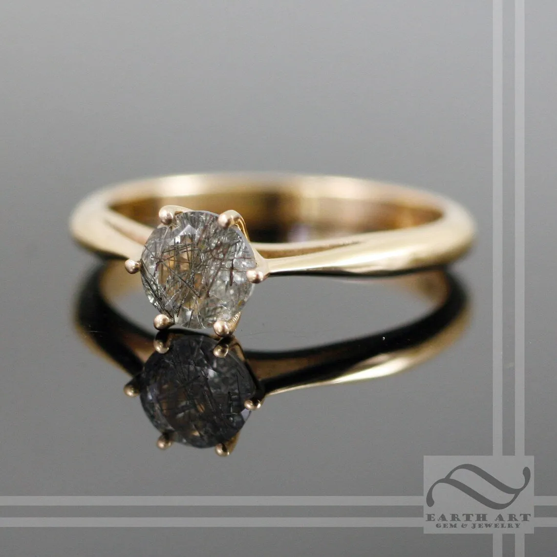 Round Natural "Salt & Pepper" Engagement ring