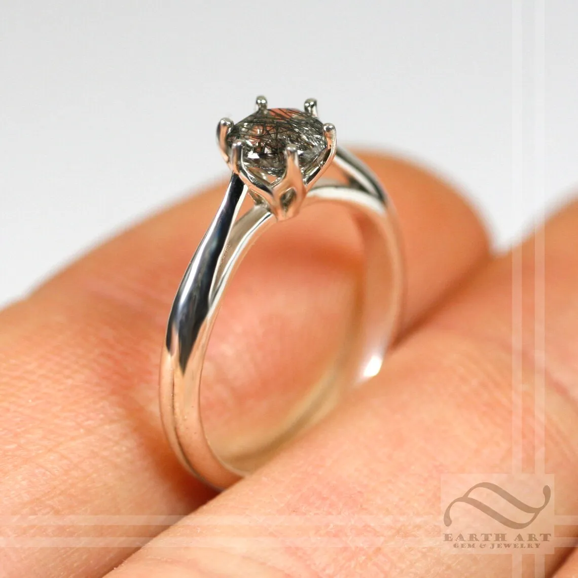 Round Natural "Salt & Pepper" Engagement ring