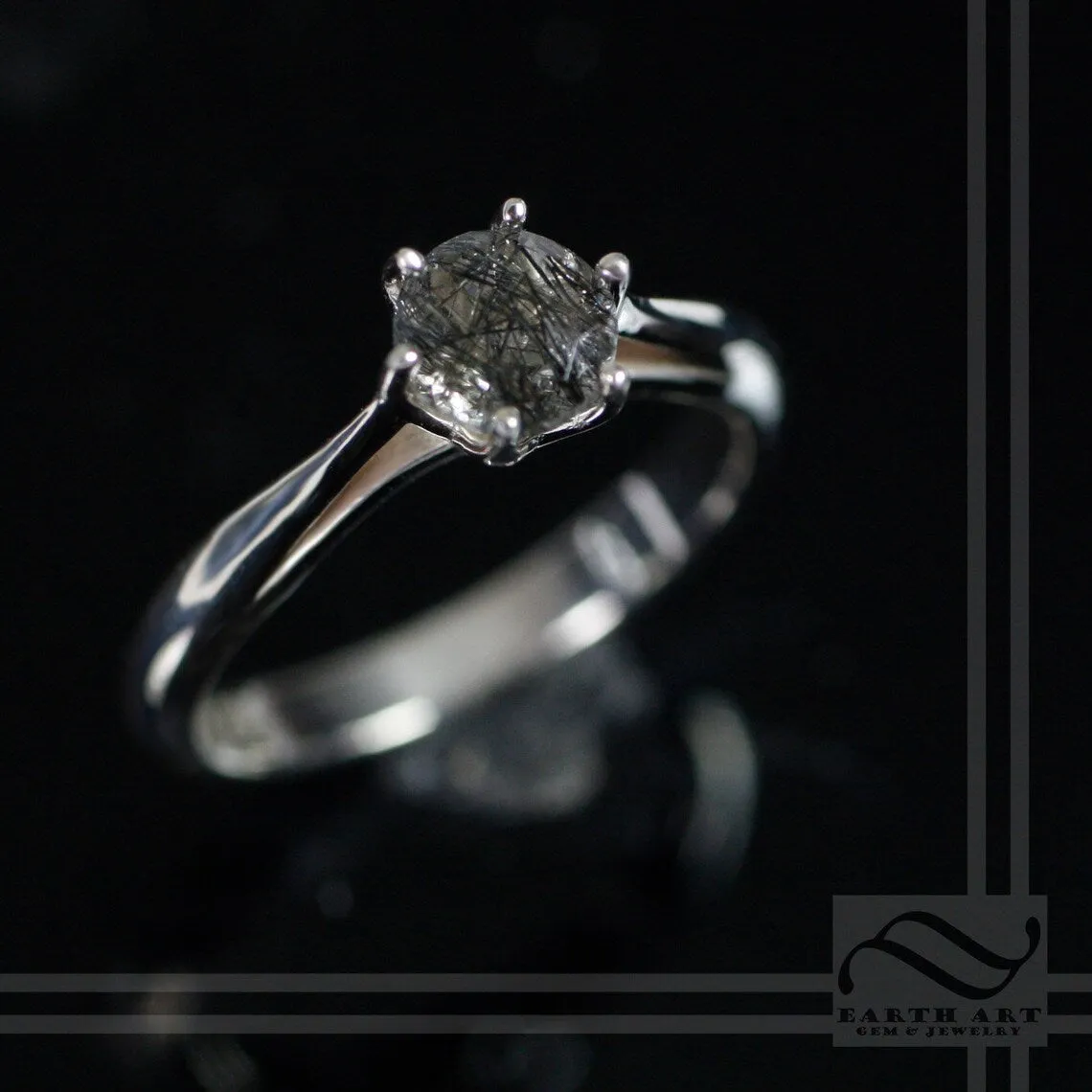 Round Natural "Salt & Pepper" Engagement ring