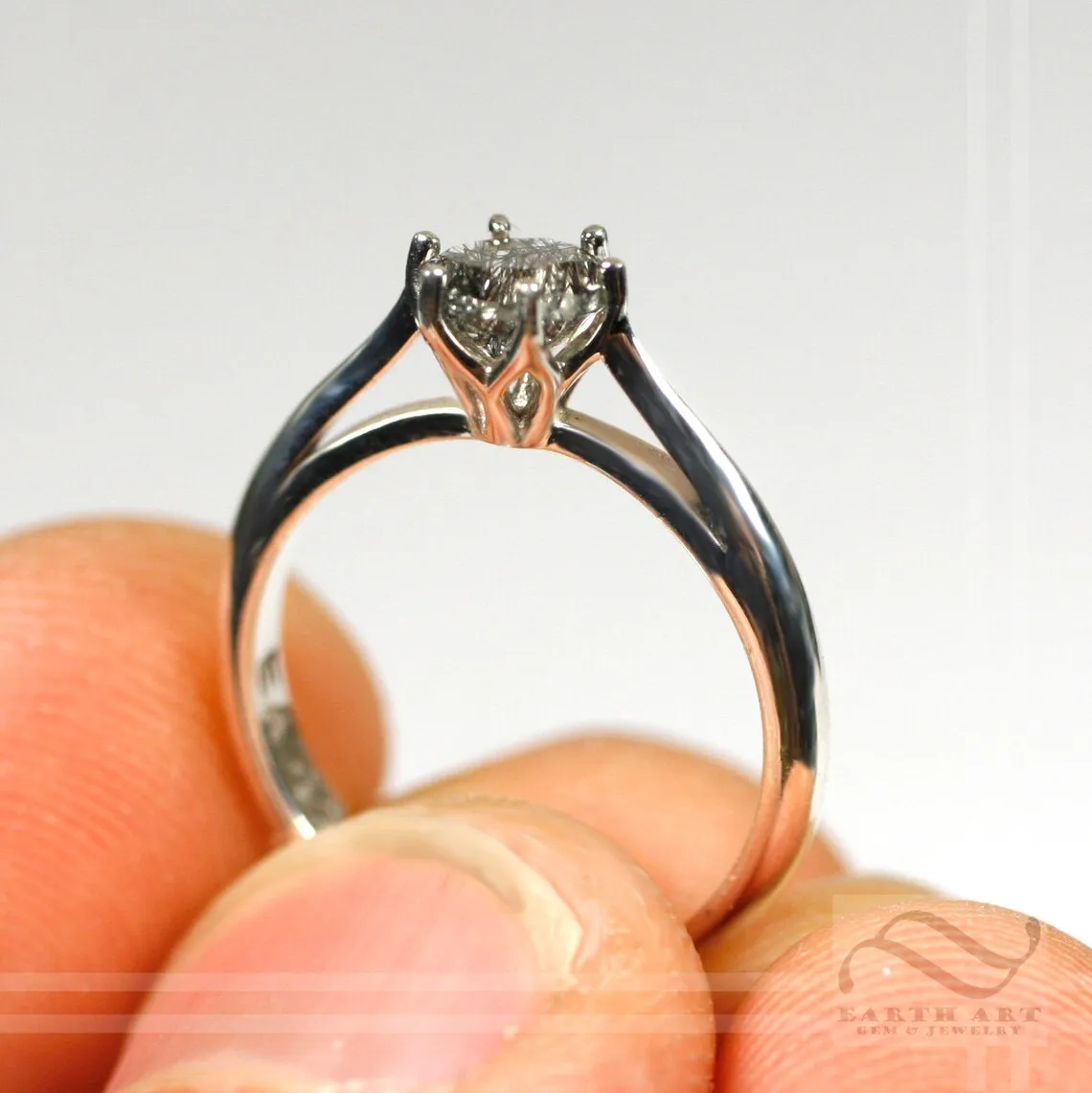 Round Natural "Salt & Pepper" Engagement ring