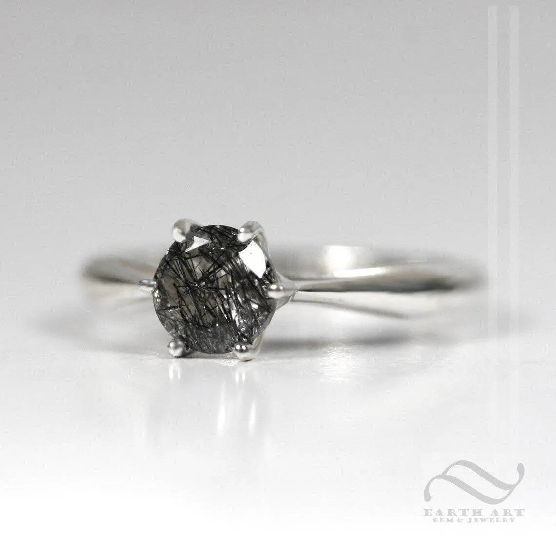 Round Natural "Salt & Pepper" Engagement ring