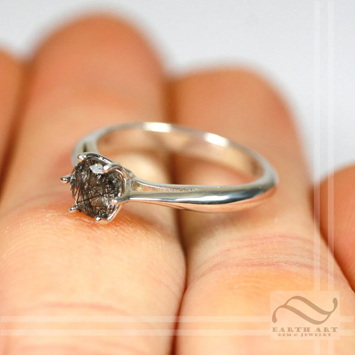 Round Natural "Salt & Pepper" Engagement ring