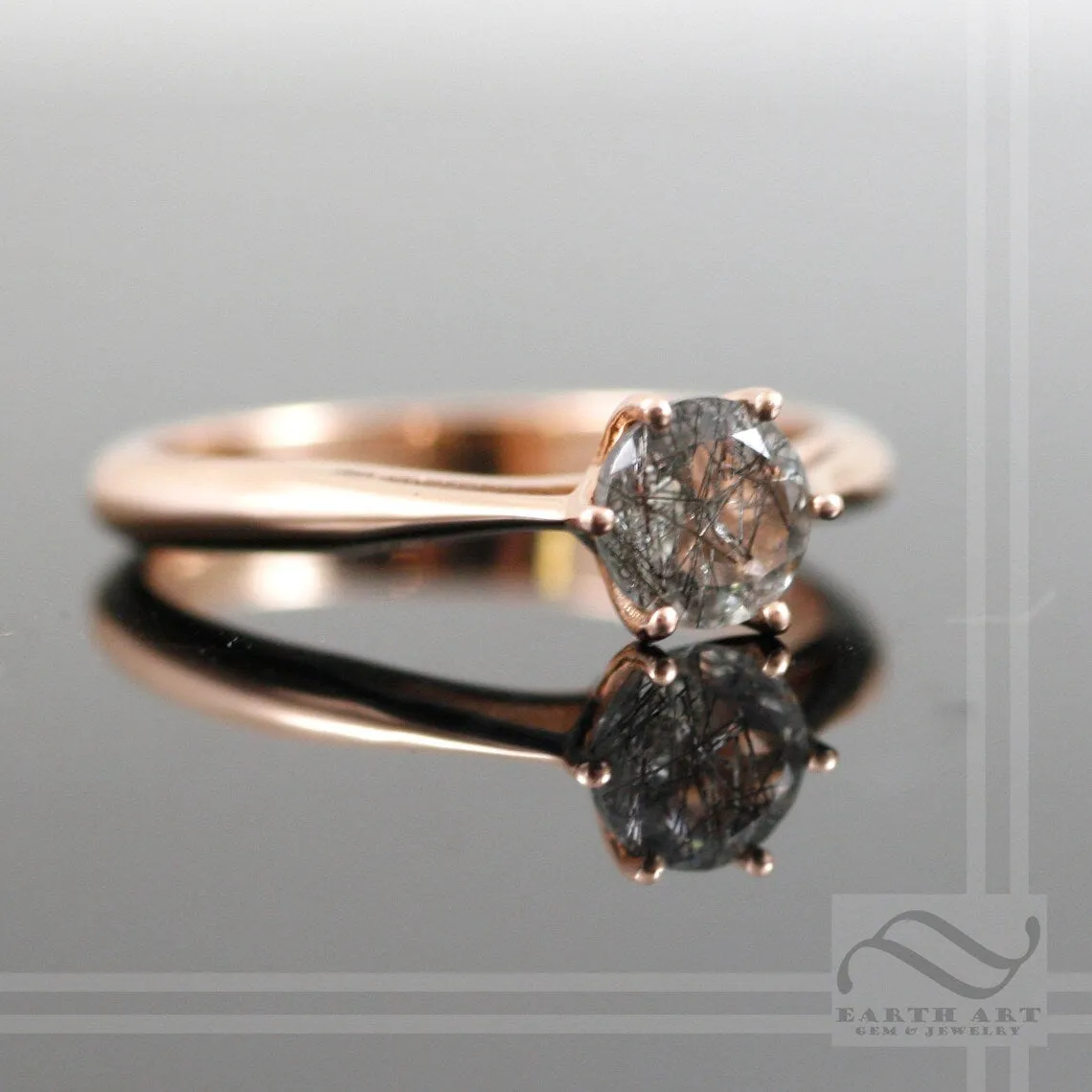 Round Natural "Salt & Pepper" Engagement ring