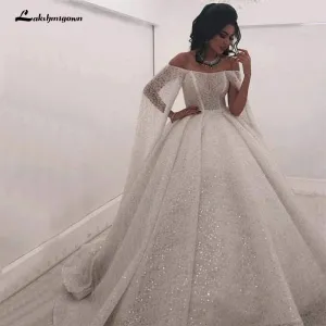 Roycebridal Bling Bling Dubai Sequined Lace Wedding Dresses Luxury