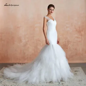 Roycebridal Dubai African Mermaid Wedding Dress Lace Up Back Luxury