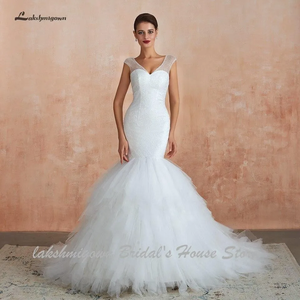 Roycebridal Dubai African Mermaid Wedding Dress Lace Up Back Luxury