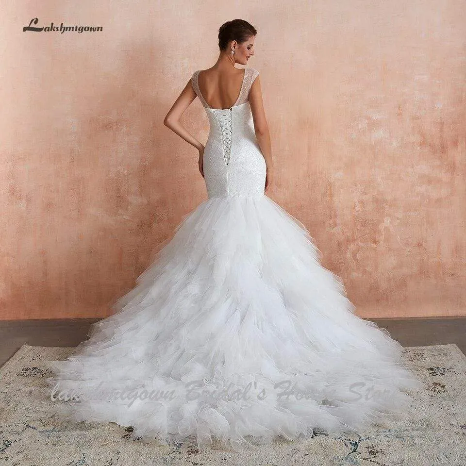Roycebridal Dubai African Mermaid Wedding Dress Lace Up Back Luxury