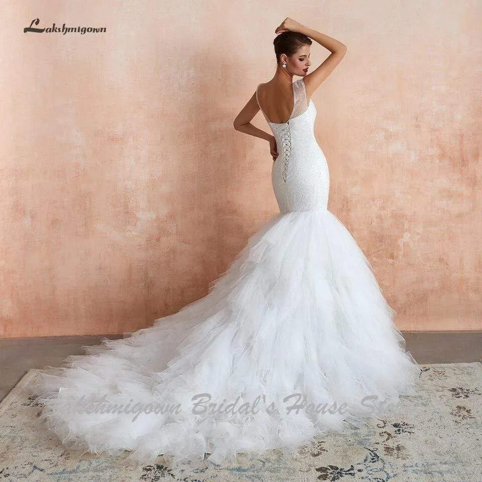 Roycebridal Dubai African Mermaid Wedding Dress Lace Up Back Luxury