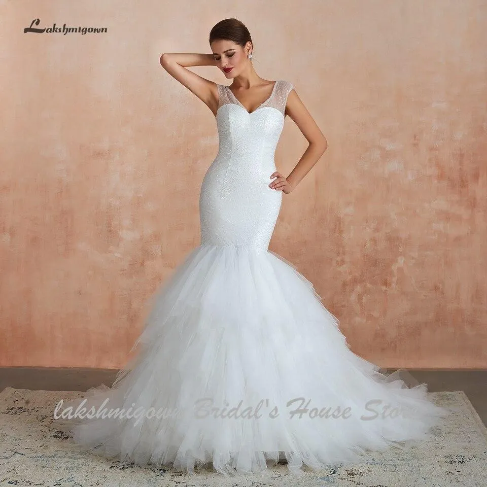 Roycebridal Dubai African Mermaid Wedding Dress Lace Up Back Luxury