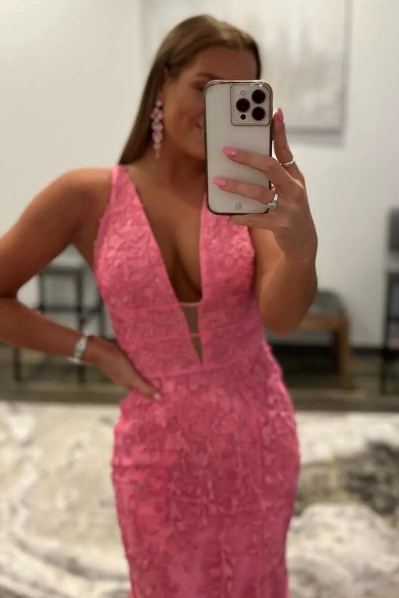 Roycebridal Kallie |Mermaid Plunge V Neck Lace Prom Dress