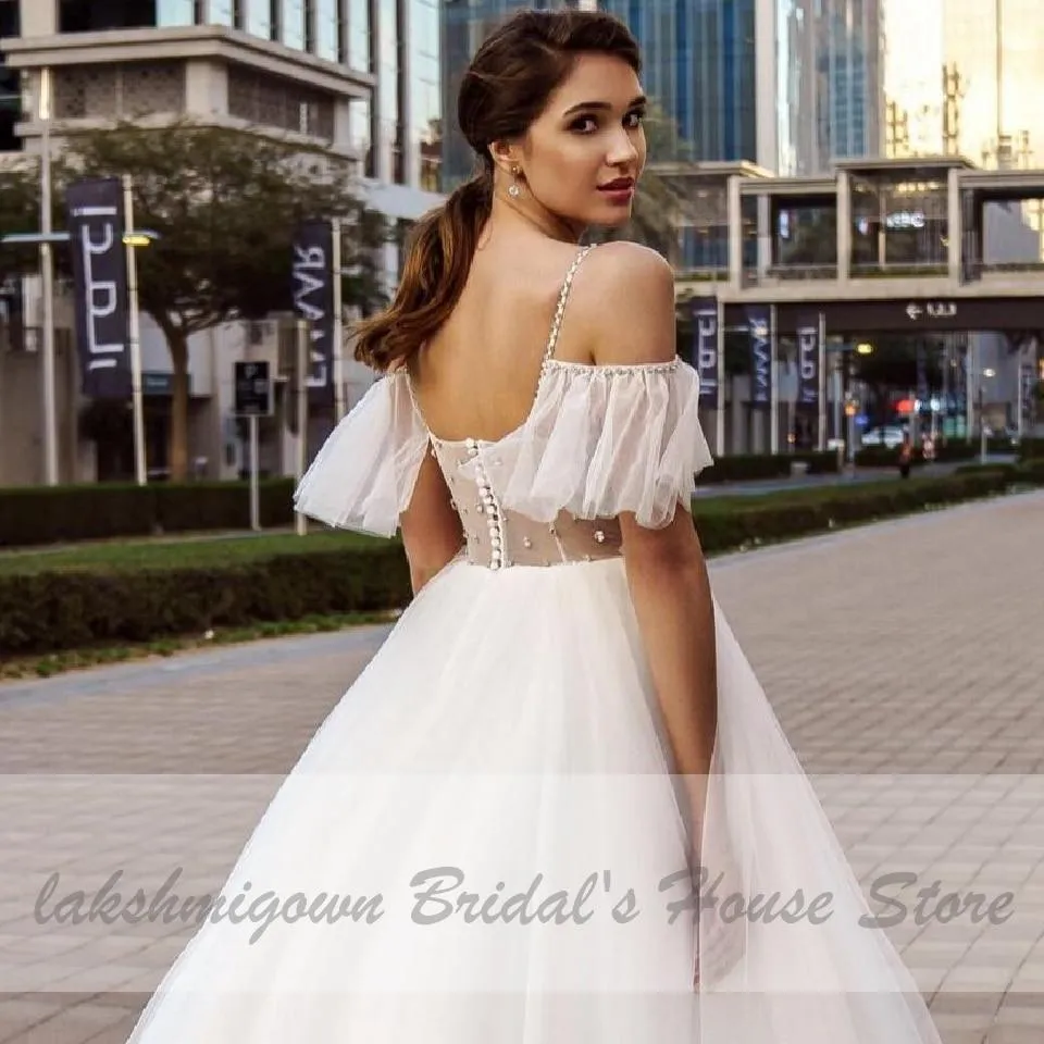 Roycebridal Luxury Crystal Beads Boho Wedding Dress