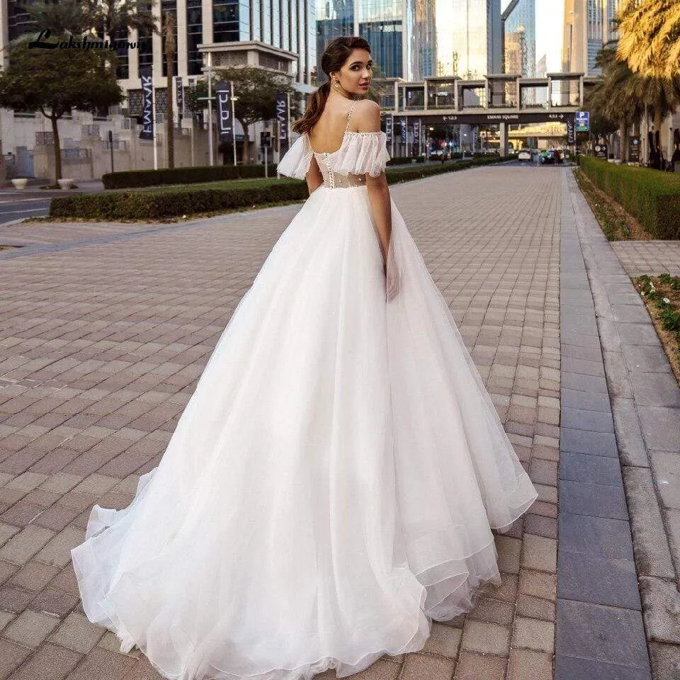 Roycebridal Luxury Crystal Beads Boho Wedding Dress