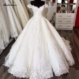 Roycebridal Luxury Dubai Ball Gown Wedding Dress Lace Embroidery