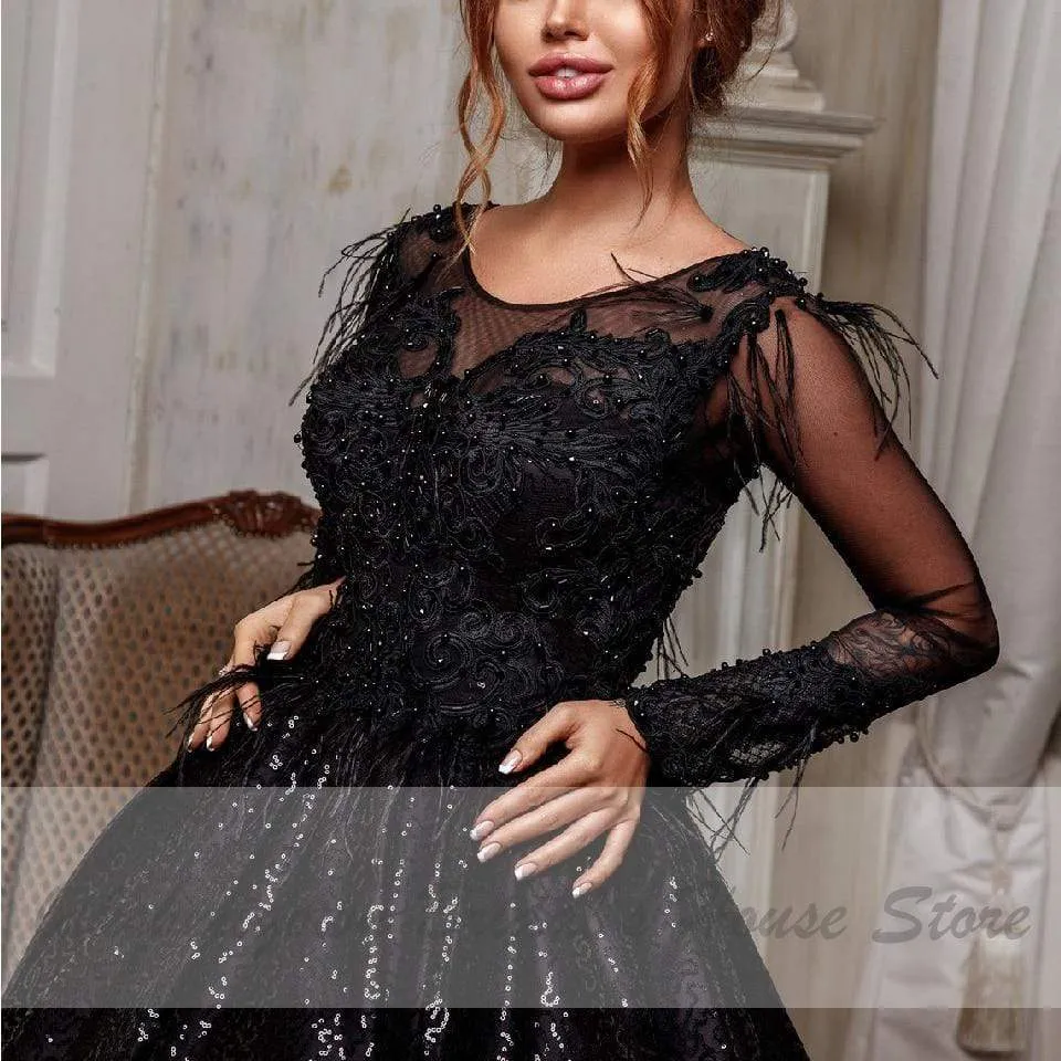 Roycebridal Luxury Dubai Black Wedding Dress Ball Gown