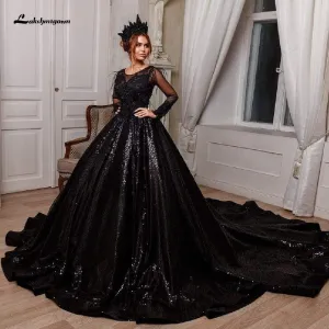 Roycebridal Luxury Dubai Black Wedding Dress Ball Gown
