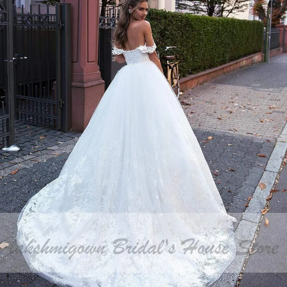 Roycebridal Luxury Lace African Wedding Dress Ball Gown Off the Shoulder