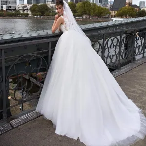 Roycebridal Luxury Tulle Mariage Open Back Lace Beading Wedding Dresses