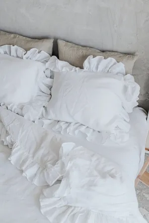 Ruffle Pillowcases Set - White