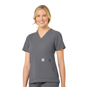 Rugged Flex Peak C12237 4-Pocket V-Neck Scrub Top Pewter