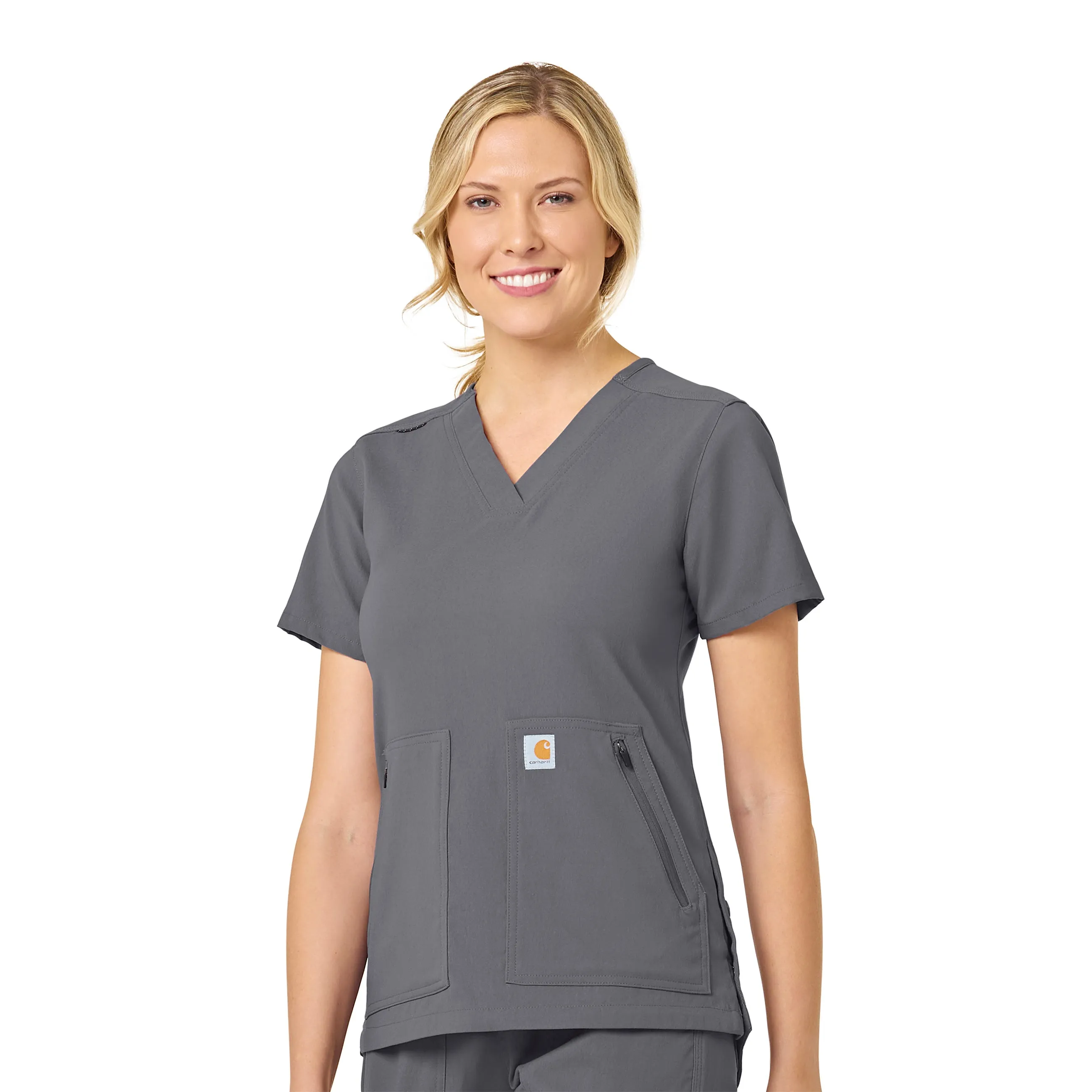 Rugged Flex Peak C12237 4-Pocket V-Neck Scrub Top Pewter
