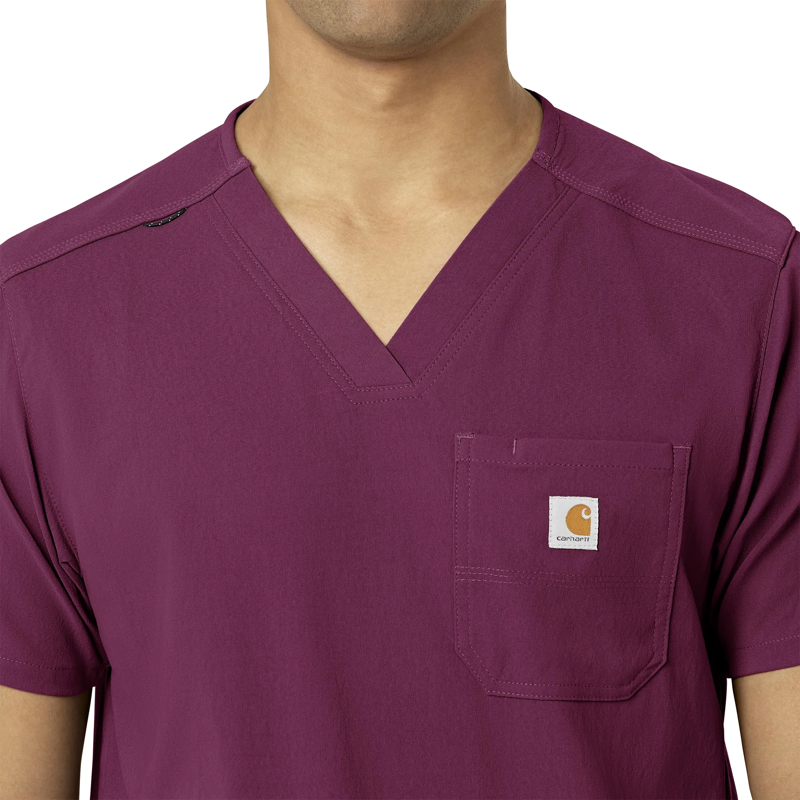 Rugged Flex Peak C15037 Men's 5-Pocket V-Neck Scrub Top Wine