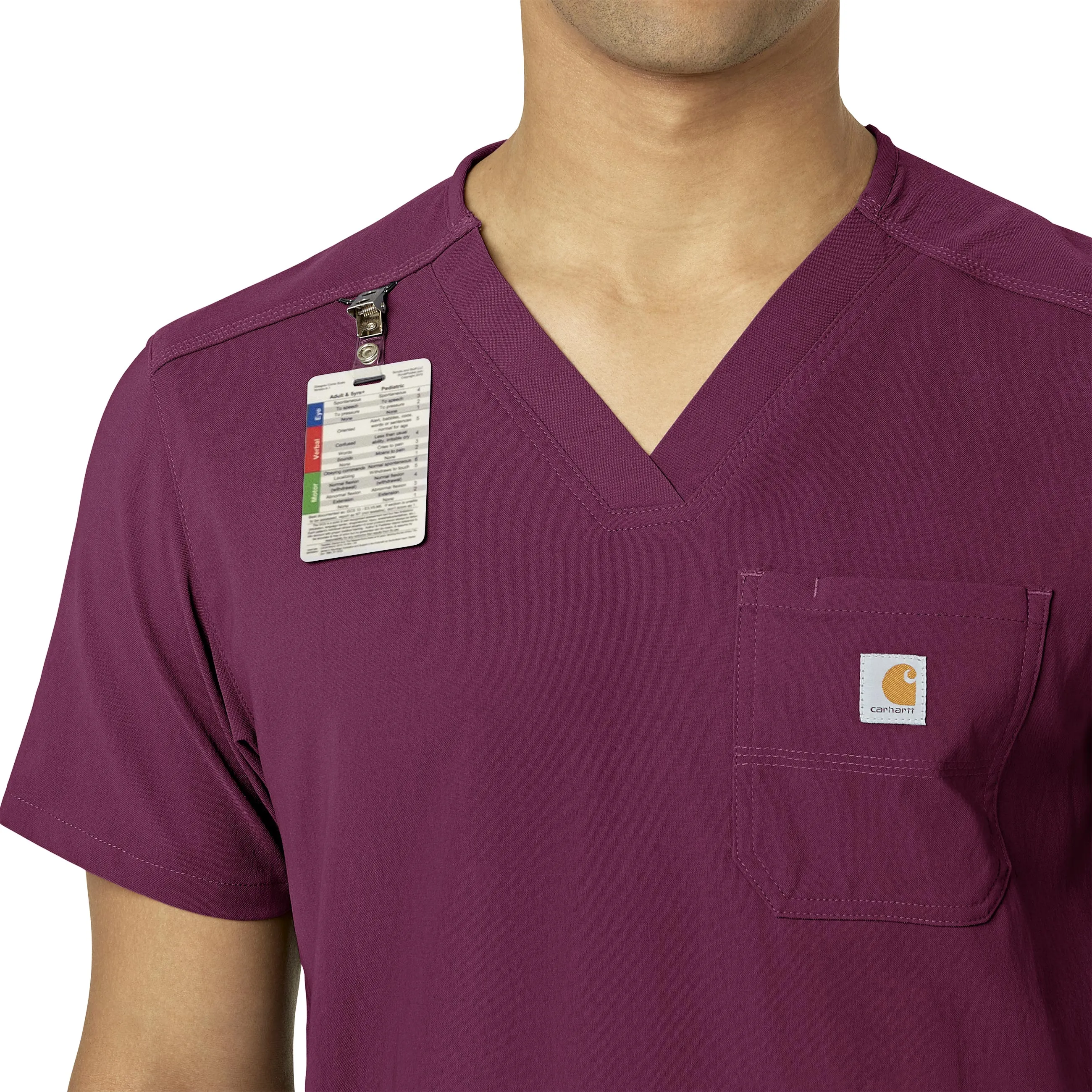 Rugged Flex Peak C15037 Men's 5-Pocket V-Neck Scrub Top Wine