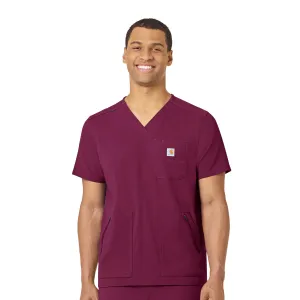 Rugged Flex Peak C15037 Men's 5-Pocket V-Neck Scrub Top Wine