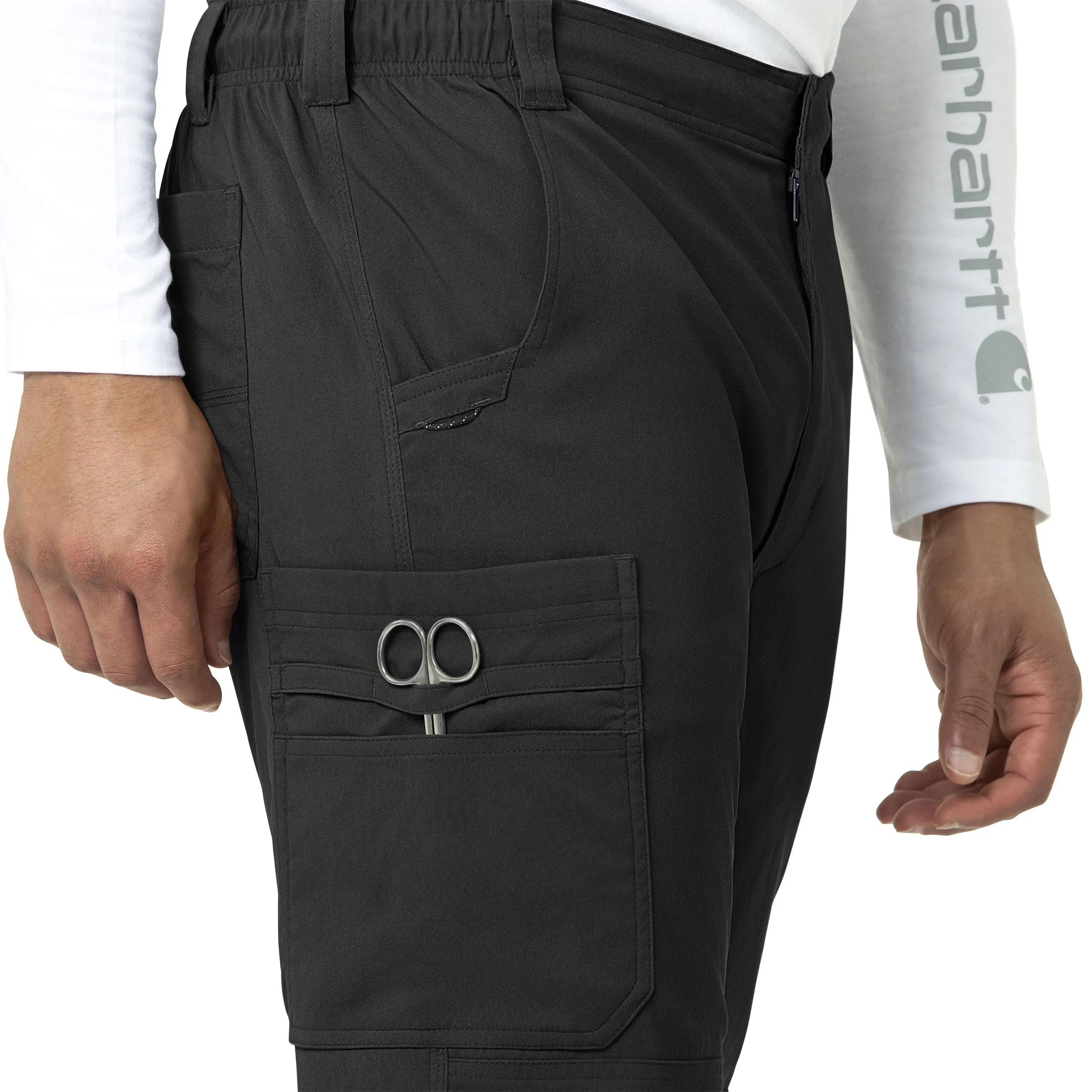 Rugged Flex Peak C55037 Men's Straight Leg Cargo Scrub Pants Black