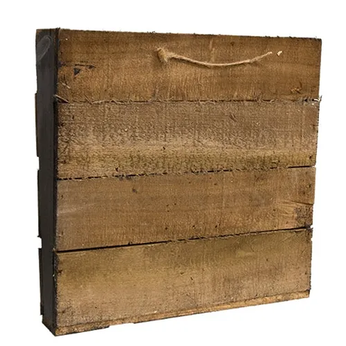 Rustic black slat wooden wall hanging bin