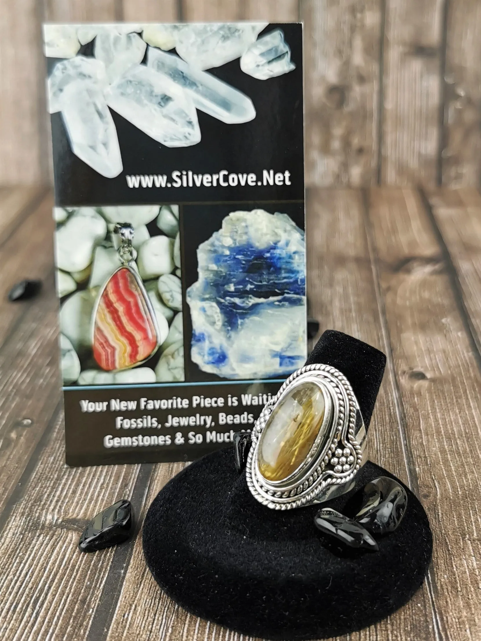 Rutilated Quartz Ring, Size 9
