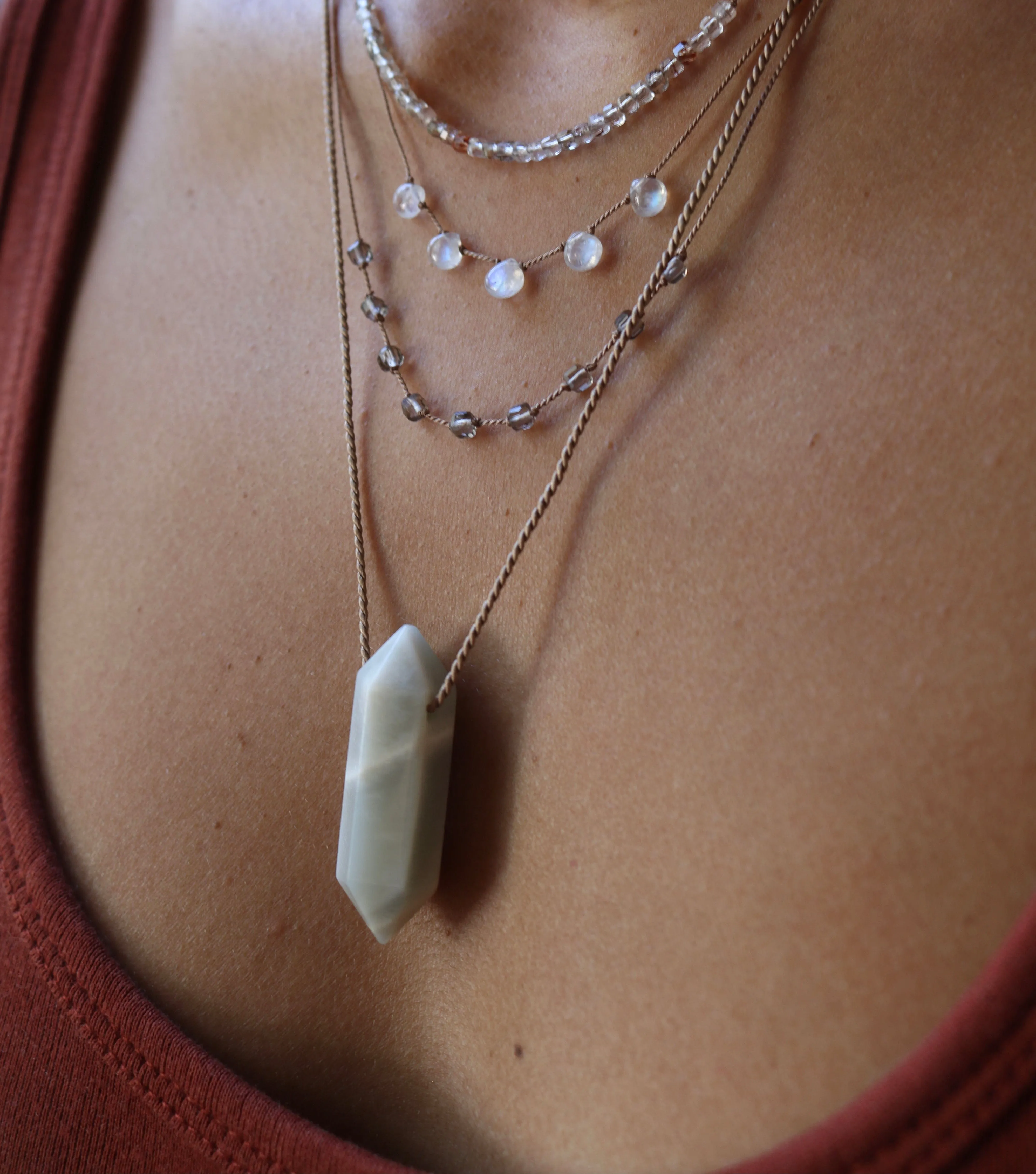 RUTILE QUARTZ CUBES BEADED NECKLACE