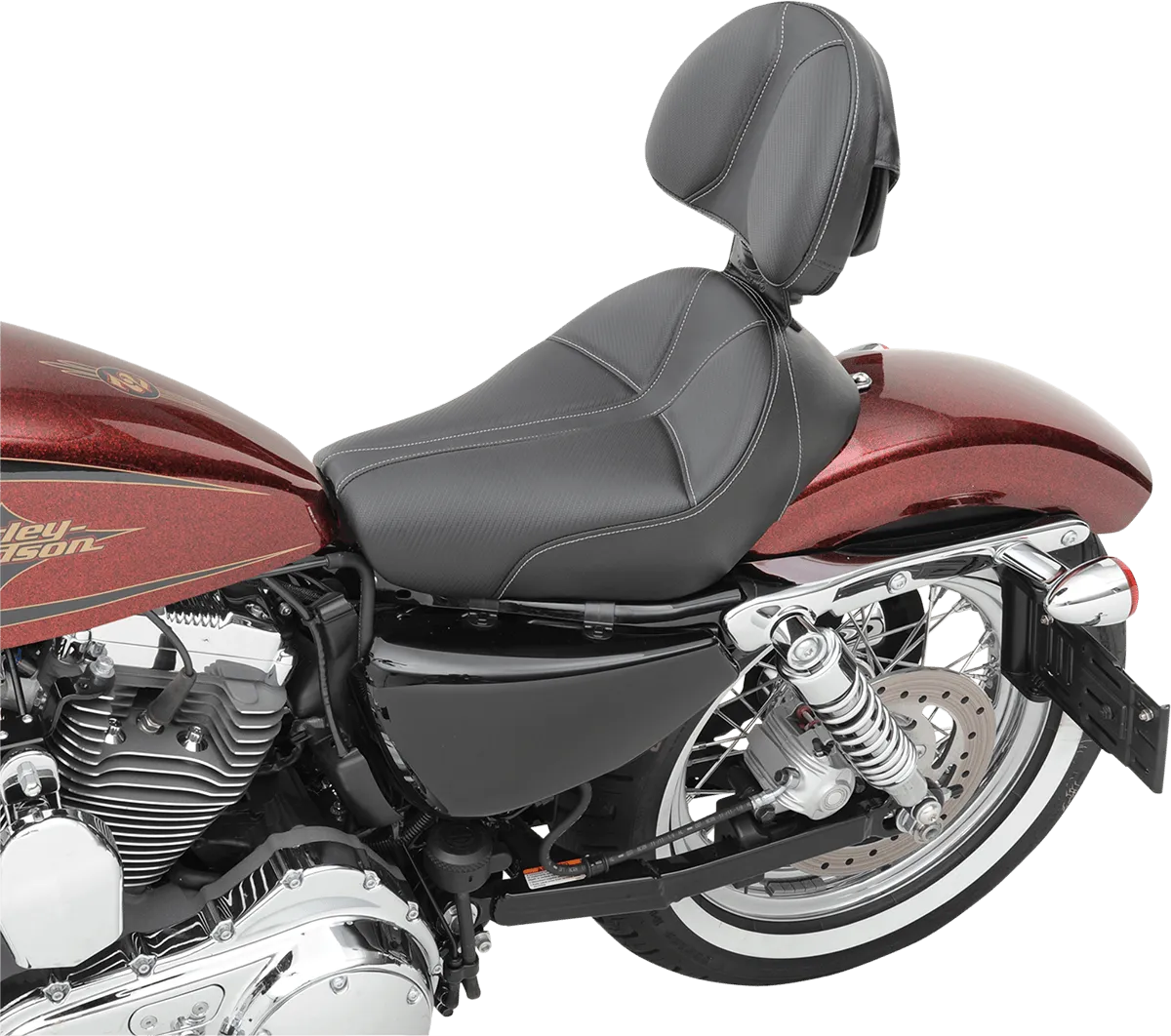 Saddlemen 807-03-0042 Dominator Solo Seat with Backrest Option - 4.5gal. Tank - Smooth SaddleHyde