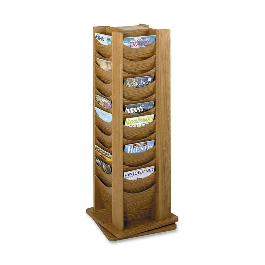 Safco 48-Pocket Solid Wood Rotating Display Rack