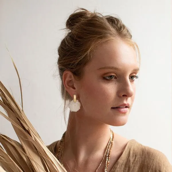 Scout Curated Wears Stone Slice Earring - Rose Quartz