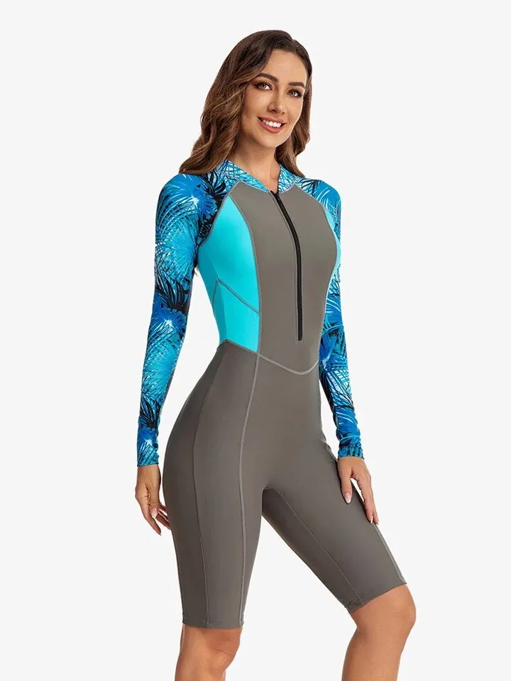 Scuba Long Sleeve Rashguard One Piece Women Bathing Swimsuit Women Beach