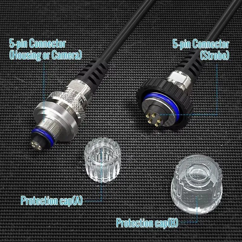 Seafrogs Diving Waterproof Shell Flashlight Connection Line 5 Pin Synchronous Lightning Conductor Cable Data Line