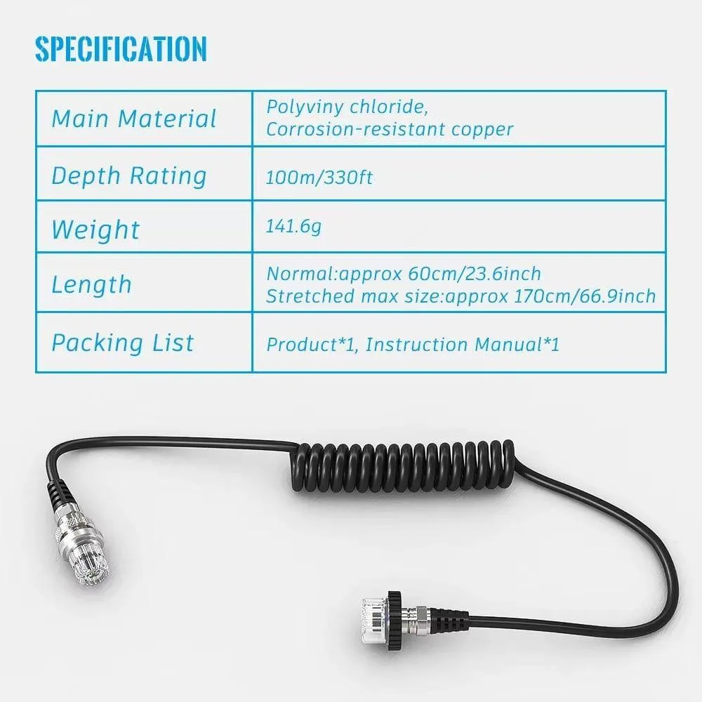 Seafrogs Diving Waterproof Shell Flashlight Connection Line 5 Pin Synchronous Lightning Conductor Cable Data Line