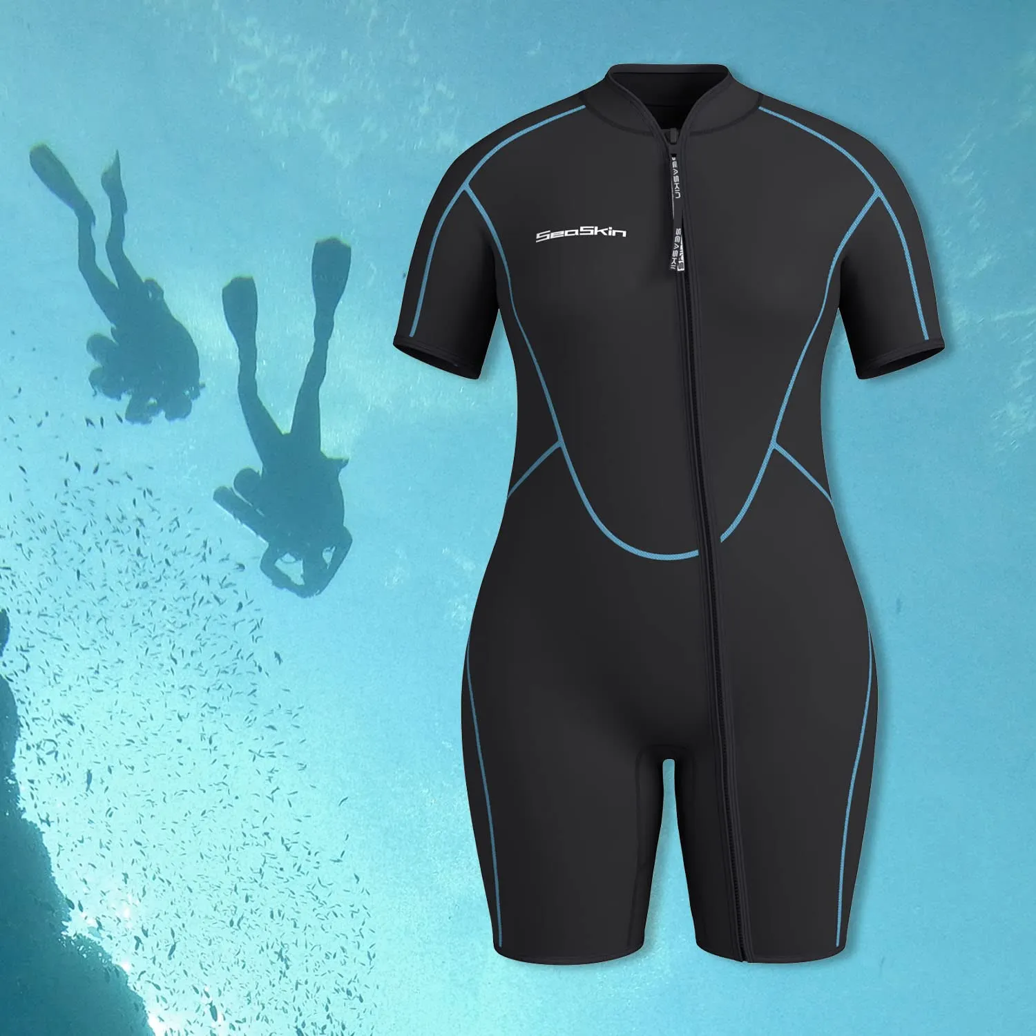 Seaskin Plus Size 3mm Shorty Wetsuit for Mens and Womens