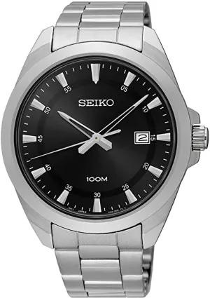Seiko Men's SUR209 Analogue Steel and Hardlex Case with Black Dial Watch